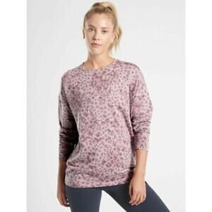 Athleta Womens Studio To Street Splatter Sweatshirt XS Floral Mauve Pullover